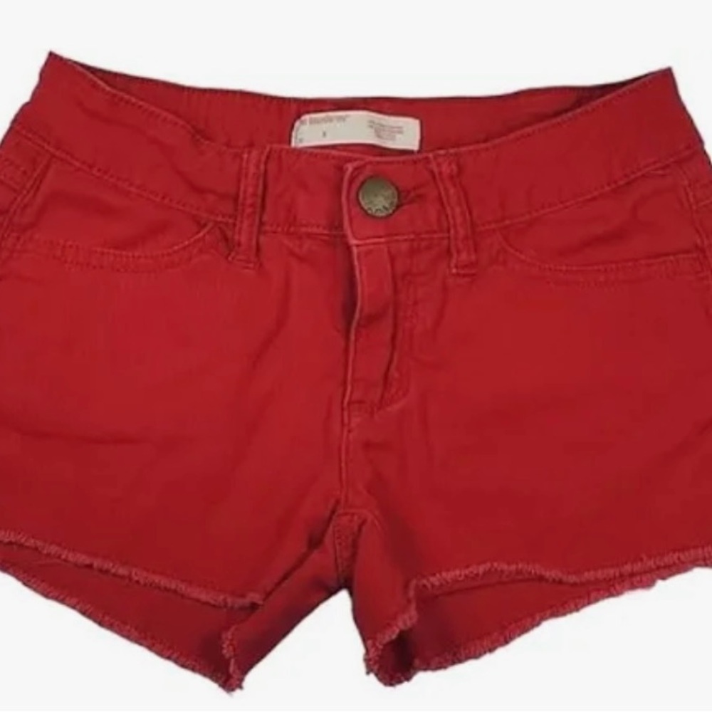 Women's Red Denim Shorts